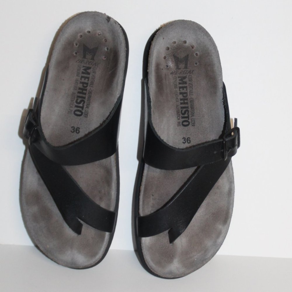 Mephisto Sandals Women 36 = US 6 Leather Black_9